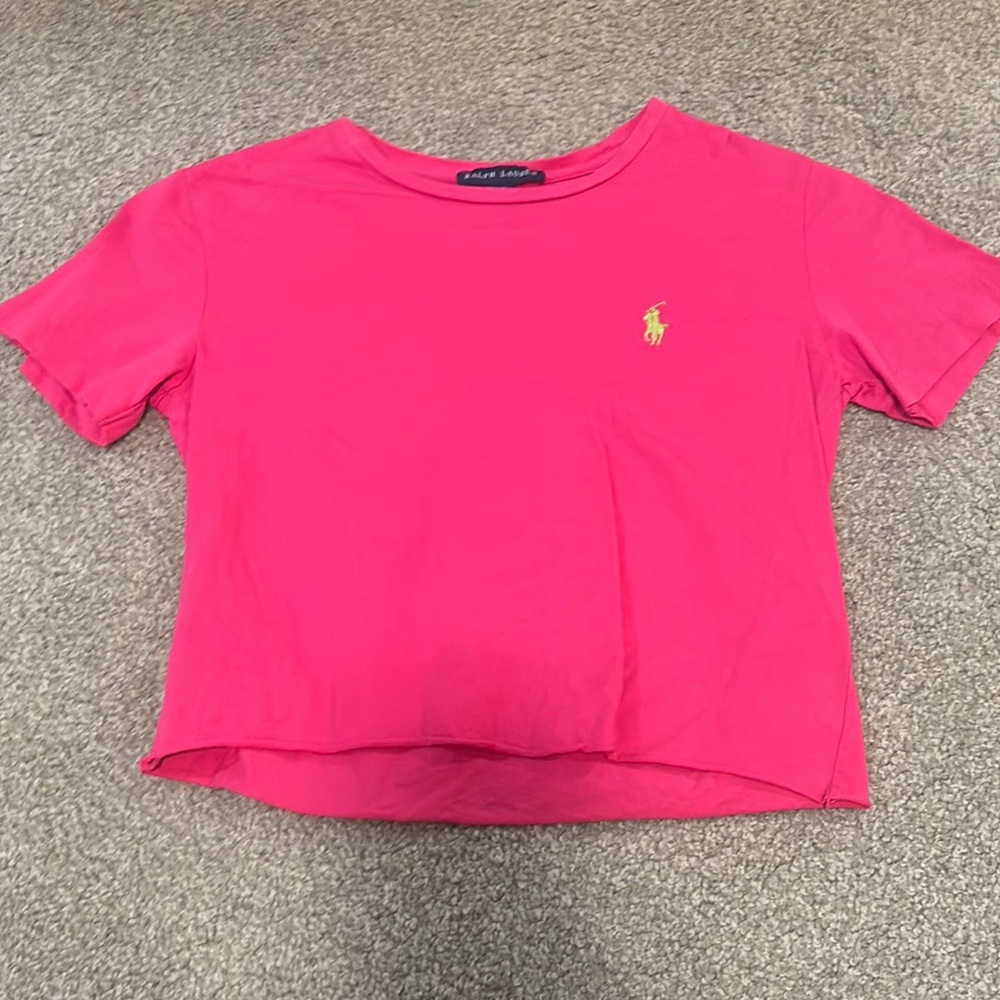 Ralph Lauren Vibrant Pink Tee with Yellow Logo
